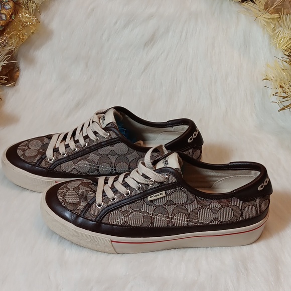 Coach /Monogram Leather Low-Top Sneakers - Picture 2 of 8